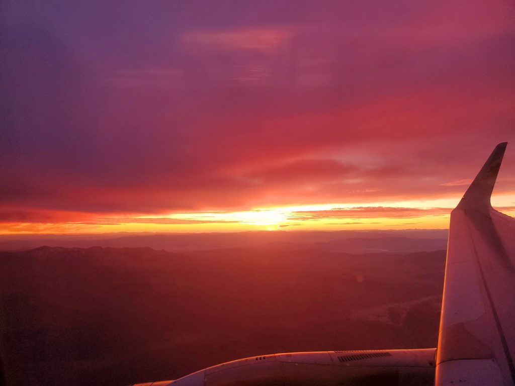 Sunset during flight from Las Vegas to Baltimore